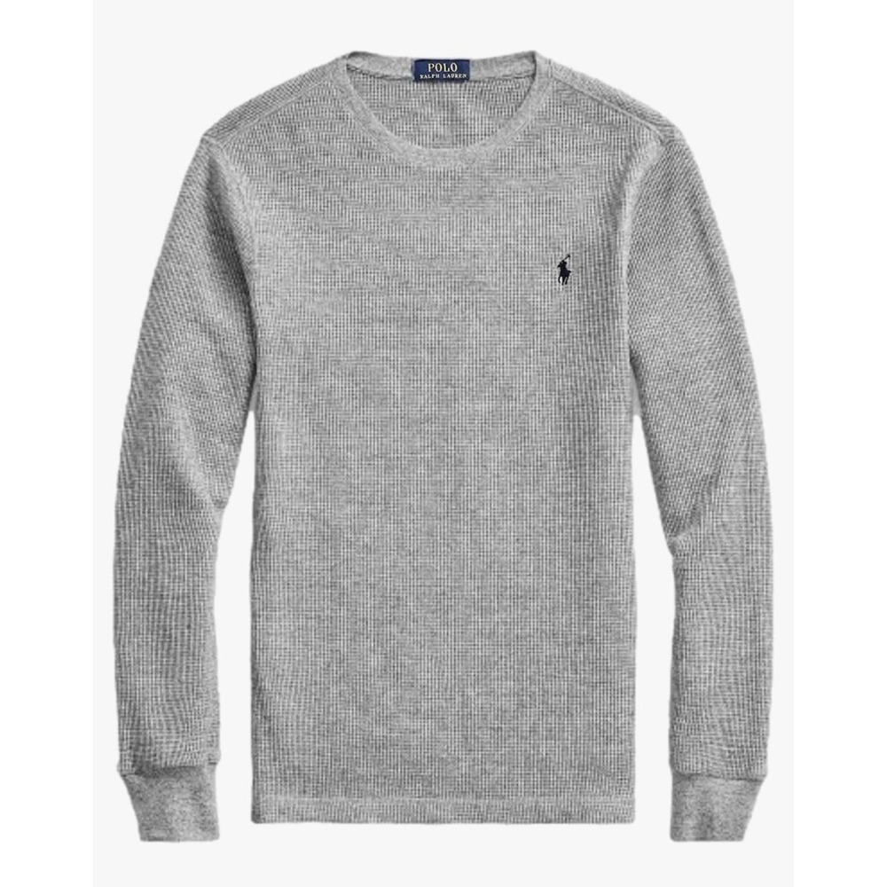 Polo Ralph Lauren Mens Grey Waffle Knit Thermal Long Sleeve Shirt Small